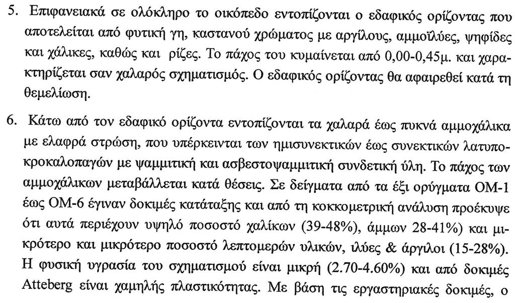 Ενισχυτικά/ πληροφοριακά παραθέτουμε απόσπασμα από έλεγχο εδαφών στο συγκεκριμένο τεμάχιο στην ΜΕΝ Αχαρνών για τον