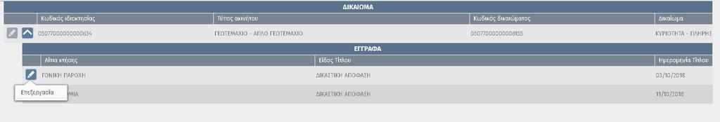 Εικόνα 59 Εικόνα 60 Διαγραφή Ακινήτου Ο χρήστης είναι σε θέση να διαγράψει το Ακίνητο που έχει