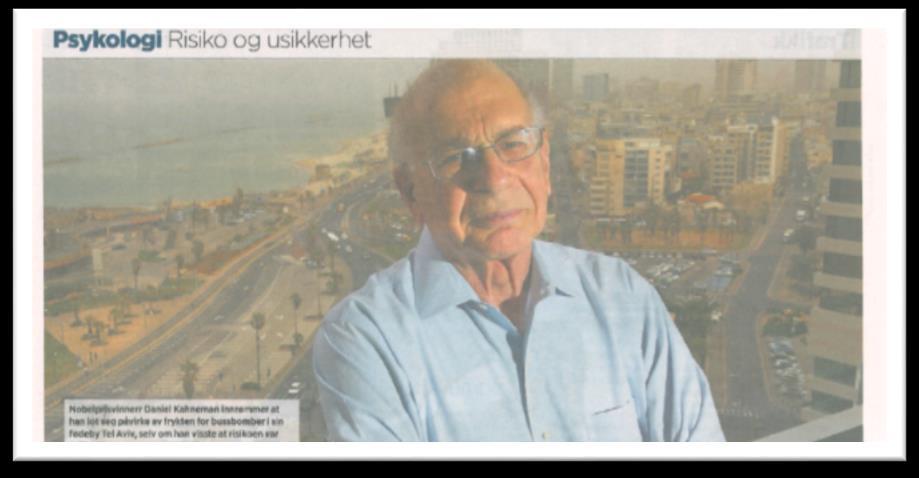 Οπτική Ρίσκου Ο Kahneman υποστηρίζει ότι έχουμε μία δυσκολία στην εκτίμηση των ρίσκων: Είτε τα