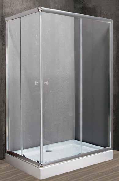 ECONOMY καμπίνα μπάνιου ECONOMY shower cabin Προφίλ ρύθμισης τοίχου Προφίλ οδηγού πόρτας Προφίλ σταθερού τζαμιού Τεχνικά χαρακτηριστικά: Πάχος υαλοπινάκων: 5mm Mονόφυλλη - Δίφυλλη συρόμενη σε ευθεία