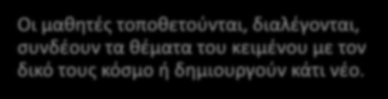 Επιπλέον δυνατότητες Οι μαθητές τοποθετούνται, διαλέγονται, συνδέουν τα θέματα του κειμένου με