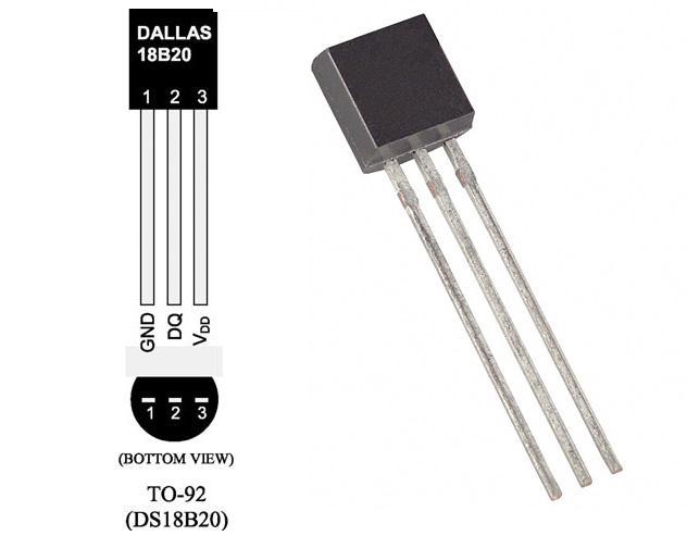 Slika 7: Senzor temperature DS18B20 FET tranzistor IRL2505 Za vklop in izklop ventilatorja ter PWM