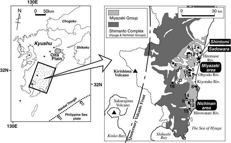 km Fig + /* +332 +33* CH +33 +33 Fig + Fig + Fig + Locations of investigated hot spring wells ( ) and sampling sites of river waters ( ) with surface distribution