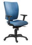 OKLAHOMA Scaun ergonomic rotativ, mecanism sincron, reglaj lombar (adâncime & înălțime), bază piramidală ALU, spătar plasă, șezut tapițat material textil culoare negră, reglabil pe înălțime, brațe