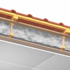 konstrukcija D2 ➊ Stogo danga ➋ Grebėstai ➌ Tašeliai ➍ THERMOFLOC stogo plėvelė ➎ Gegnės/THERMOFLOC įpučiama termoizoliacinė medžiaga ➏ Tašeliai 2-6 cm ➐ THERMOFLOC garo