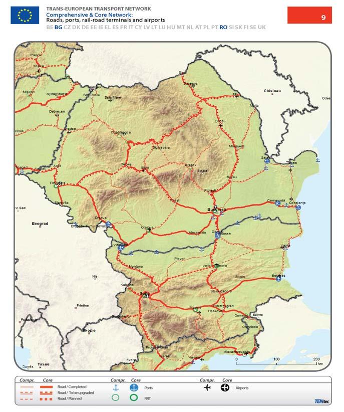 În 2020, reţeaua TEN-T de la nivelul Uniunii Europene va include 89.500 Km de drumuri şi 94.000 Km de cale ferata, incluzând aproximativ 20.000 Km de linii de mare viteza.