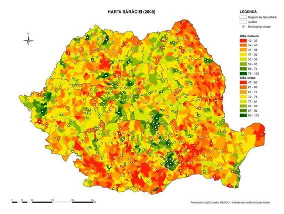 O comparaţie relevantă poate este cae dintre Harta Sărăciei, realizată pe baza IDSL (2008) şi harta alimentării cu apă în locuinţe, a canalizării