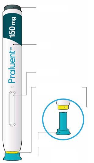 Praluent 150 mg injekcinis tirpalas užpildytame švirkštiklyje Alirokumabas Naudojimo instrukcijos Šiame paveiksle parodytos Praluent švirkštiklio dalys.