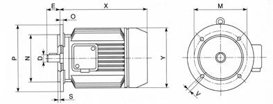 ابعاد کلی ابعاد کلی برای موتورهای الکتریکی استاندارد شده سری )IEC( نوع B5 4 قطبی سایز قطبی 4 قطبی 2 قطبی 6 موتور HP KW HP KW HP KW D E N M P S V X Y Kg *55a 0.05 0.04 165 102 2.2 *55b 0.08 0.
