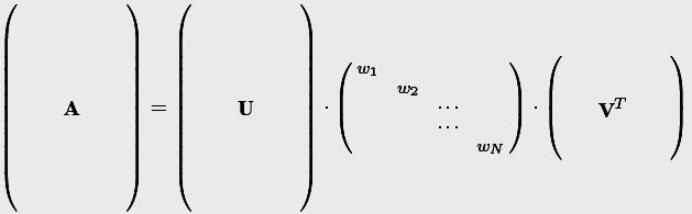 Metóda singulárneho rozkladu SVD je založená na nasledujúcej teoréme lineárnej algebry: Každá matica A typu M x N, ktorej počet riadkov M je väčší alebo rovný počtu stĺpcov N, môže byť zapísaná