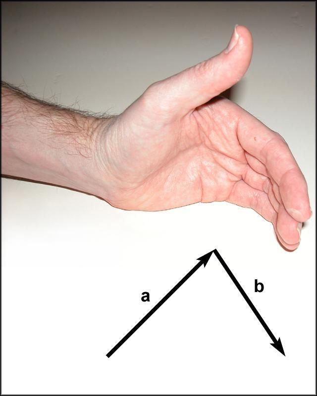 U levom koordinatnom sistemu, postavimo levu ruku tako da prsti pokazuju