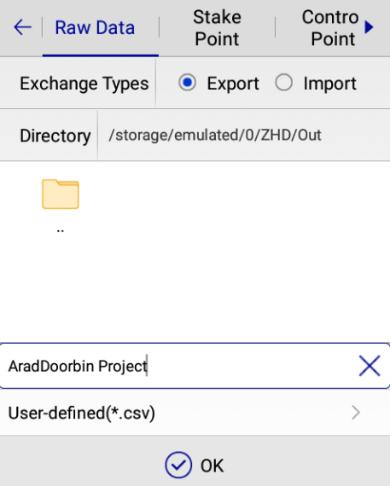 در رابط کاربری Data Transfer و در سربرگ Raw Data گزینه Export را فعال کنید نوع فرمتی که میخواهید از آن خروجی بگیرید را انتخاب کرده و برای ثبت آن گزینه OK را انتخاب کنید.