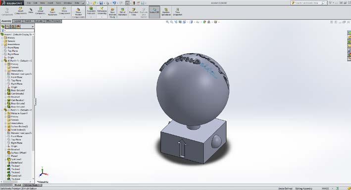9. PRIMER DELOVANJA TISKALNIKA IN OCENA 9.1. Izdelava testnega modela Za testiranje delovanja tiskalnika sem izdelal model sfere v SolidWorks programu.
