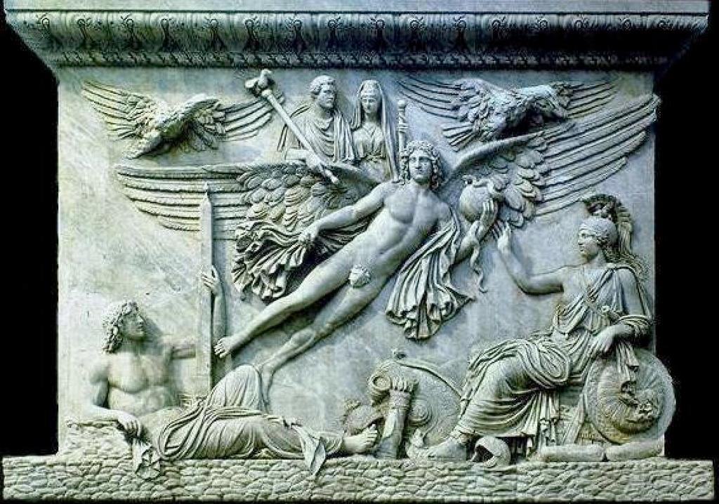 40 Imago XVII (Apotheosis Antonini et Faustinae, ab Aeone aligero elatorum) 67 De hoc monumento, nunc in Musaeo Britannico Londini (GR 1848.10-20.1 [Sculpture B 287]) servato, vide F. N.