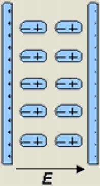 Polarizacija dielektrika Električno polje izaziva promene u dielektriku (izolatoru) Razdvajanje pozitivnih od