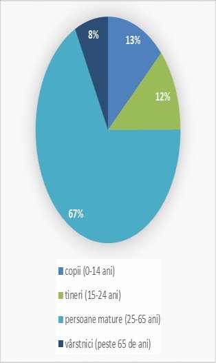 Figură 8 Structura populaţiei pe grupe de vârstă la recensăminte 2011 2002 1992 0% 10% 20% 30% 40% 50% 60% 70% 80% 90% 100% copii (0-14 ani) tineri (15-24 ani) persoane mature (25-65 ani) vârstnici