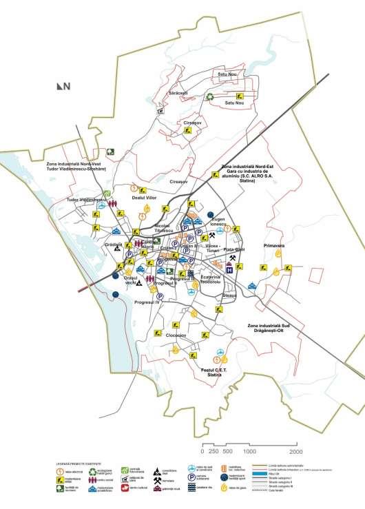 Strategia Integrată de Dezvoltare Urbană a Municipiului Slatina pentru perioada 2014-2020 Figură 38 Localizarea proiectelor aflate ȋn curs de derulare din