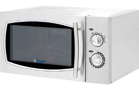 MIKROVLNNÉ RÚRY Mikrovlnná rúra EKO - 900 W magnetrón - 25 l objem - nerezové prevedenie - 5 stupňov výkonu - časovač 0 až 30 min - otáčanie taniera -