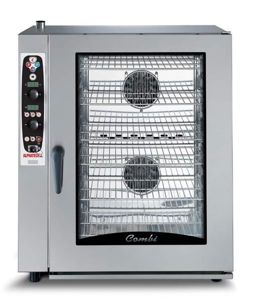 KONVEKTOMAT COMBI 10 X GN1/1 - nástrekový parný konvektomat - na 10 x GN1/1 (70 mm odstup koľajníc) - s elektromechanickým (M) alebo digitálnym (S) ovládaním - funkcie konvektomatu sú závislé od