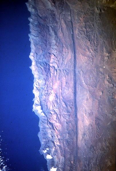 Atacama zlom, Chile satelitný snímok Niekoľko 100 km