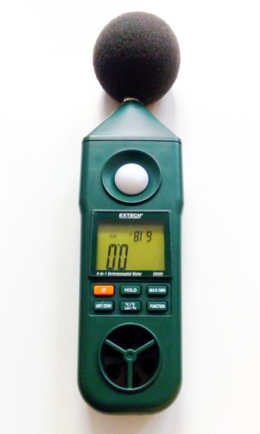 16 Multimeter portabel Multi Meter i dorës me pese funksione Matësi i zhurmës me diapazon : 30... 130 db, Lagështia relative: 10... 95 %RH, temperatura ( o C/ o F), Anemometer: 0.4.