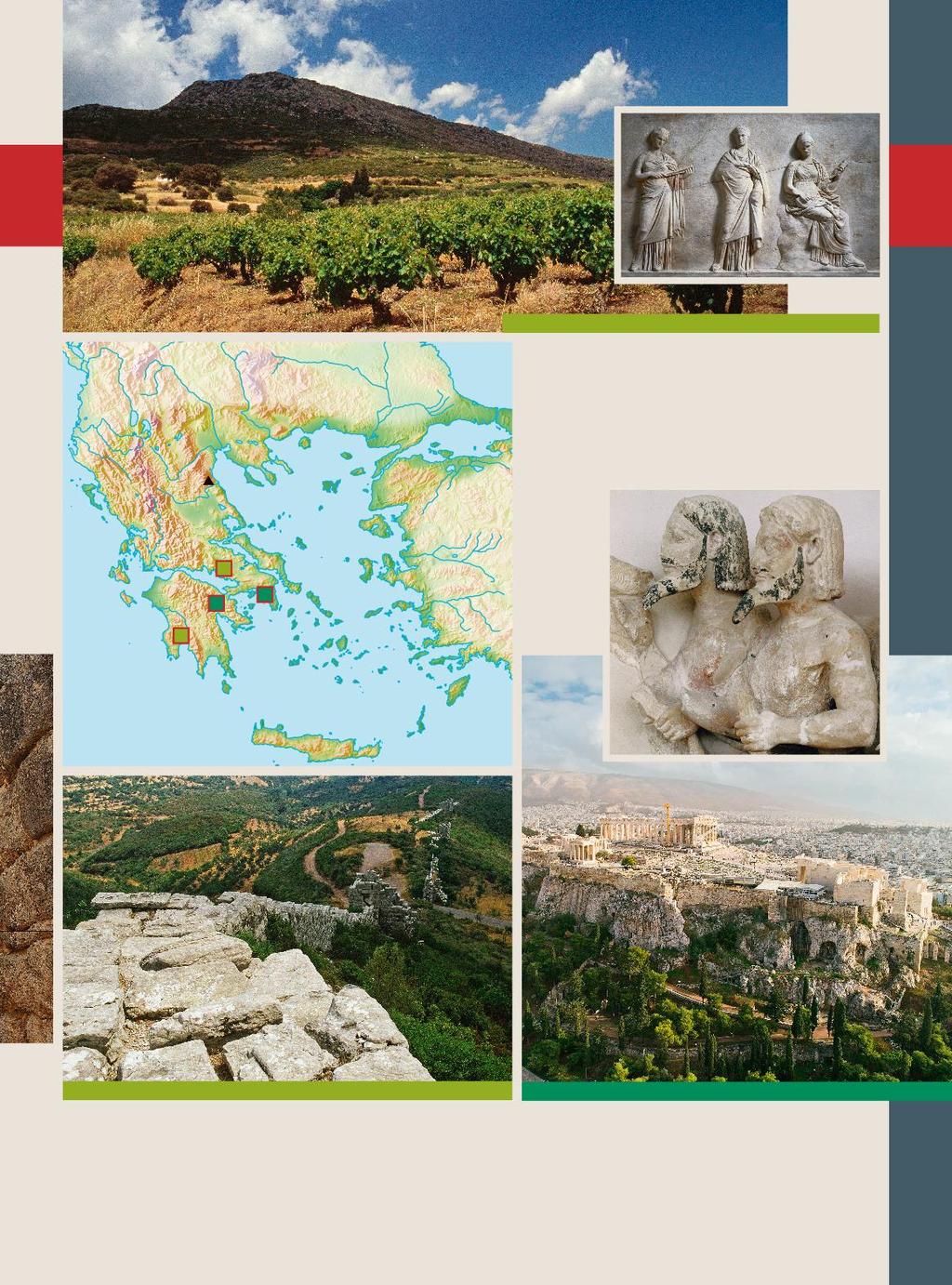 MACEDONIA Monte Olimpo TESSAGLIA CALCIDICA Monte Elicona Taso MAR EGEO Chio TRACIA Lesbo TROADE MAR NERO ELICONA Il monte Elicona divide la Beozia dalla Focide ed era considerato un luogo sacro alle
