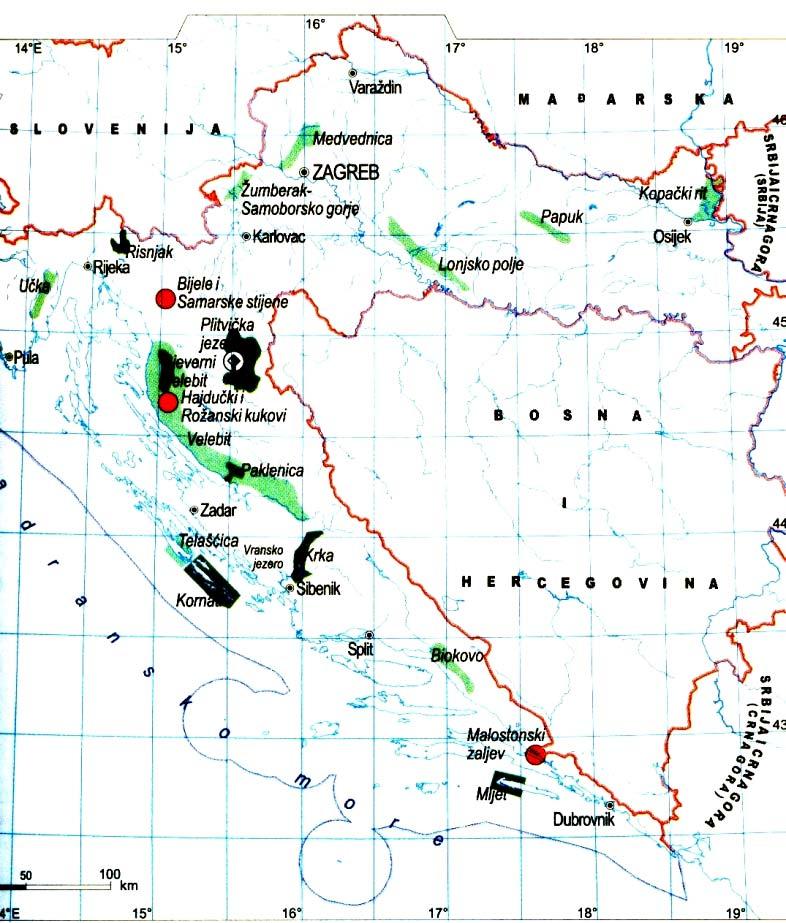 Zaštićena područja u Republici Hrvatskoj Iako eksploatacijska polja mineralnih sirovina ne zahvaćaju velike površine, u Republici Hrvatskoj se ipak rudarskom djelatnošću može poremetiti prirodna