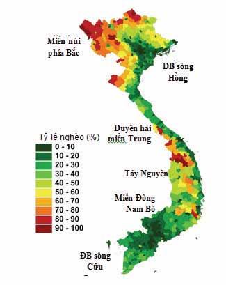 Hồng Duyên hải miền Trung Tỷ lệ nghèo (%) Duyên hải miền Trung Tỷ lệ nghèo (%) Tây Nguyên Miền Đông Nam Bộ Tây Nguyên