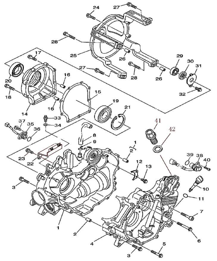 38 39 CRANKCASE 23 16674-6-16 Bolt M6 16 2 24 16674-6-20 Bolt M6 20 2 25 11330-F39-0000 Housing, Bearing 1 26 90801-F39-0000 Dowel Pin 10 16 2 27 16674-6-30 Bolt M6 30 2 28 5789-6-40 Bolt M6 40 2 29