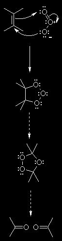MECHANISM FOR REACTION OF ALKENE OZONOLYSIS The π electrons act as the nucleophile, attacking the ozone at the electrophilic terminal O.
