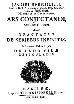 1.7 Ars Conjectandi 23 Jau Bernulio gyvenimo metais matematikai, vertindami įvykio pasirodymo galimybes, naudojo du metodus.