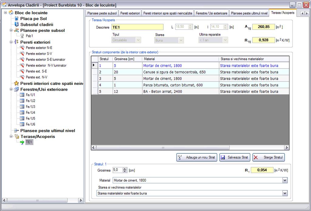 Doset-PEC F4 - Fereastra Anvelopa Clădirii Pentru a modifica datele unei terase: 1.