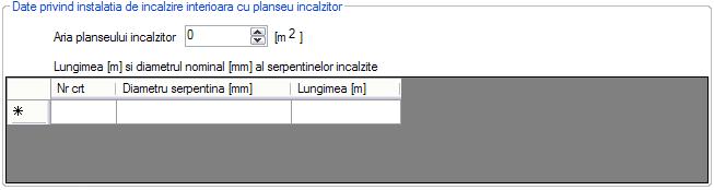 Figura 33 Fereastra Instalaţii Date privind instalaţia de încălzire cu corpuri statice Pentru a introduce date în tabelul Instalaţia de încălzire interioară cu planşeu încălzitor (figura 34) se dă 
