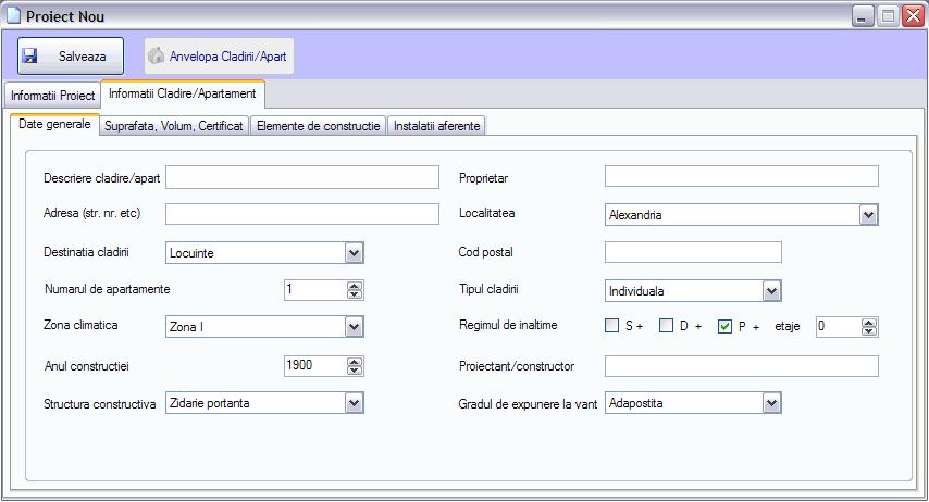 Doset-PEC F2 - Fereastra Proiect nou - Şcoală; - Cultură; - Altă destinaţie.