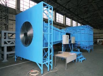 testarea modelelor de turbine eoliene reprezintă un stand de testare aerodinamică la viteze subsonice putând fi utilizat pentru: microturbine eoliene cu ax orizontal şi vertical, modele la scară de