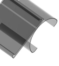 Material:. Ελεύθερη Free 40mm Διάφανο Transparent 05-22 Προφίλ ραφιού καµπύλο Curved shelf profile Δέχεται ετικέτα ύψους 40 χιλ.