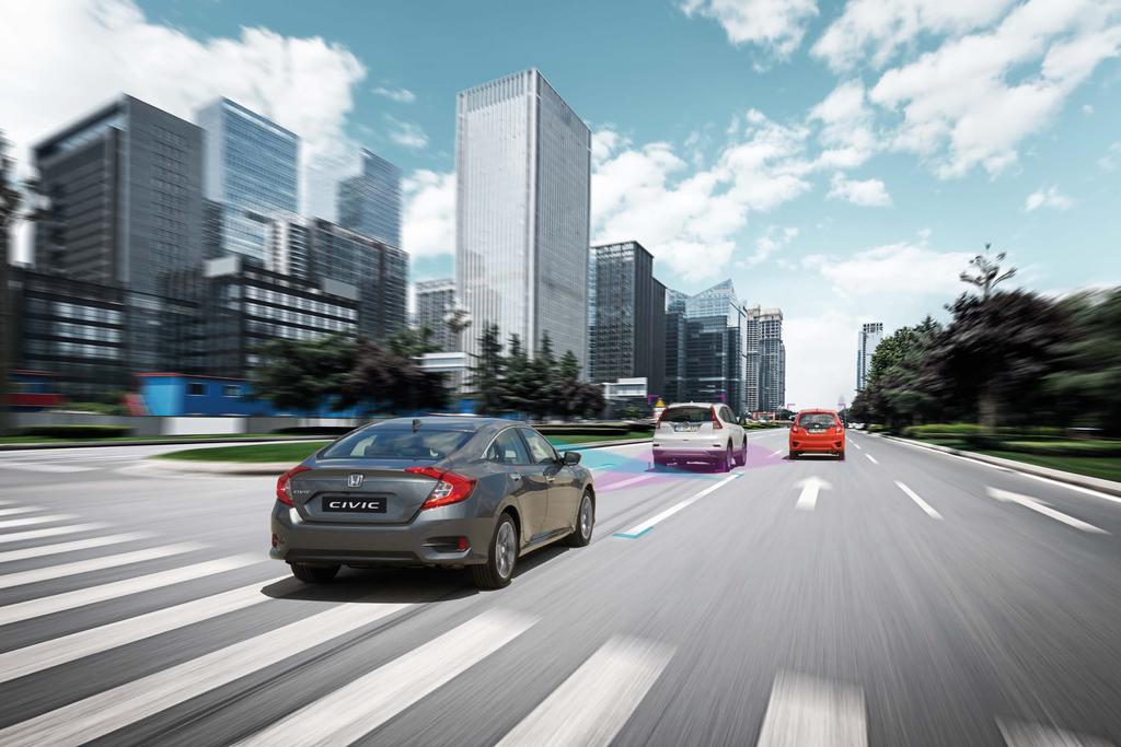 HONDA SENSING Noul set de caracteristici pentru siguranță Honda SENSING vă ajută să fiţi relaxat alături de pasageri, pe tot parcursul rulării.