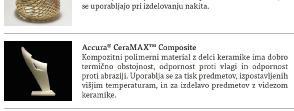 in kakovost površine predmetov q velik nabor materialov q