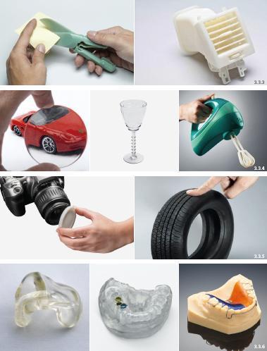 KAPLJIČNO NANAŠANJE ALI BRIZGANJE MATERIALA - POLYJET Materiali fotopolimerni materiali, osnovani na akrilatih Inženirski materiali q digitalni ABS q termično stabilni materiali Standardni polimerni