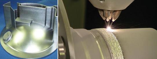 DED 61 TEHNOLOGIJE Z UPORABO PRAŠKASTEGA MATERIALA DED Lasersko navarjanje (Direct Energy Deposition) DED qza tisk in popravljanje izdelkov qhibridna