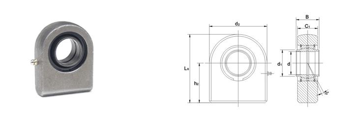 Rod Ends for Hydraulic Components GF..LO series Part # Dimensions mm Load ratings kn d B d 1 h 2 d 2 C 1 L 6 a dyn. stat. C C0 kg GF20LO 20 20 25 38 50 19 63 4 30 74 0.36 GF25LO 25 25 30.