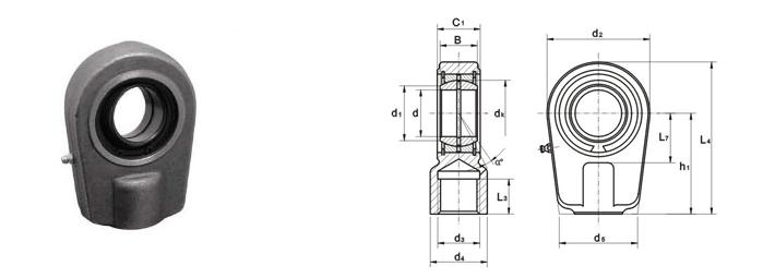 Rod Ends for Hydraulic Components GIHR..DO series Part # Dimensions mm Load ratings kn d d 3 d 4 L 3 B C 1 d 2 L 7 h 1 L 4 d 5 d 1 d k a dyn. stat. 6H min. min. C C0 kg GIHR20DO 20 M16x1.