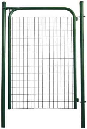 BRÁNKY Bránka EKO okrúhle profily, ZN+PVC, zelená farba RAL 6005 výplň 50x100, priemer drôtu je 4,0mm západka na visiaci zámok BRANKA EKO JEDNOKRÍDLOVÁ Nominálna stĺp / rám 100 cm 44,83 53,80 120 cm