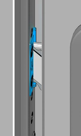 Ασφαλίζει όταν είναι κλειστή η πόρτα στο στοιχείο AT [2]. Για το άνοιγμα της πόρτας πιέζεται το πόμολο [3] ή περιστρέφεται το κλειδί [4] μέχρι τέρμα στην κατεύθυνση απασφάλισης.