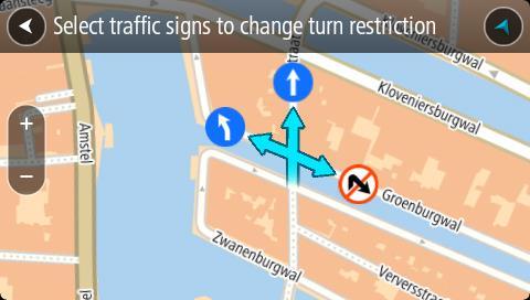 7. Επιλέξτε με τη σειρά τα σήματα οδικής κυκλοφορίας για να αλλάξετε την απαγόρευση στροφής στη διασταύρωση. 8. Επιλέξτε Αναφορά.