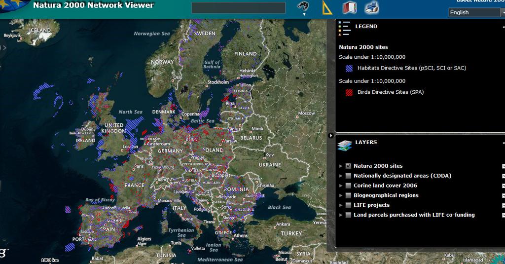 Natura 2000 Map Viewer * * To Natura 2000 Map Viewer λειτουργεί και ενημερώνεται με ευθύνη του Ευρωπαϊκού Οργανισμού Περιβάλλοντος και ενδέχεται να μην περιλαμβάνει την πλέον πρόσφατη πληροφορία για
