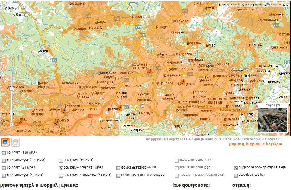 Obr. 13: Mapa pokrytia územia - technológia 3G/HSPA 21Mb/s, operátor Orange PHSR obce Slatvina, vf, 28.09.2015 Obr. 14: Mapa pokrytia územia - technológia 3G/HSPA 21Mb/s, operátor Telekom Obr.