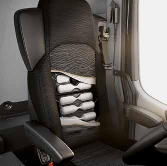 Κάθισμα οδηγού με ανάρτηση, standard. Το κάθισμα με αερανάρτηση προσφέρει υψηλή άνεση, πολλές δυνατότητες ρύθμισης και διαθέτει κάλυμμα από στρωτό ύφασμα. Κάθισμα λειτουργιών συνοδηγού 2).