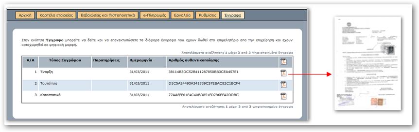 24.8 Πρόσβαση από το echamber στα ψηφιοποιημένα έγγραφα του Επιμελητηρίου: Οι επιχειρήσεις Μέλη του Επιμελητηρίου έχουν την δυνατότητα να έχουν πρόσβαση σε όλα τα ψηφιοποιημένα έγγραφα που διατηρεί