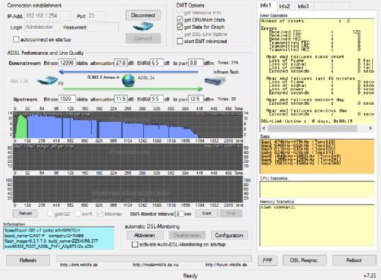 Εικόνα 49: Στιγμιότυπο μετρήσεων για το router Thomson TG585V6 στο DMT (2η χρονική περίοδο) 6.